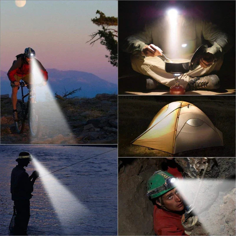 LAMPE FRONTALE ÉTANCHE PUISSANTE AVEC ZOOM & BATTERIE RECHARGEABLE POUR ACTIVITÉS EN PLEIN AIR