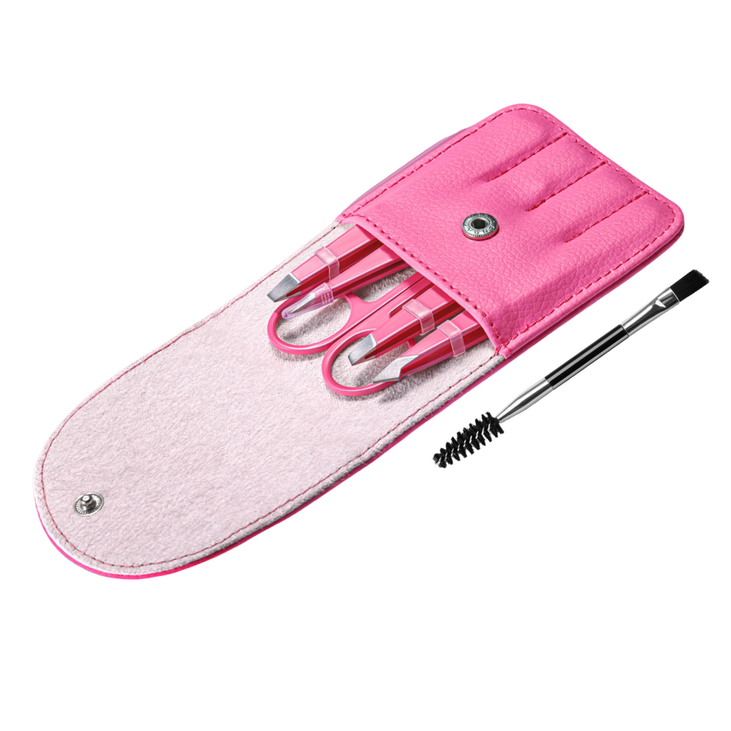 Set de Pinces à Épiler de Précision - 6 pièces pour Sourcils avec Étui de Voyage