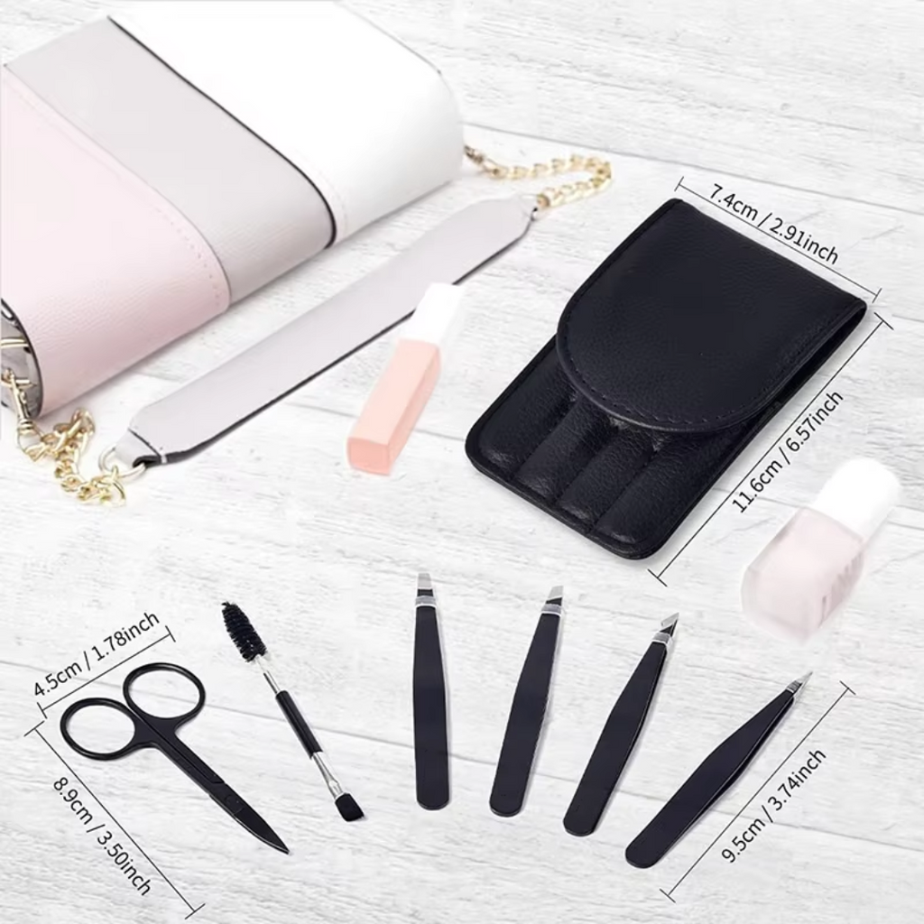 Set de Pinces à Épiler de Précision - 6 pièces pour Sourcils avec Étui de Voyage