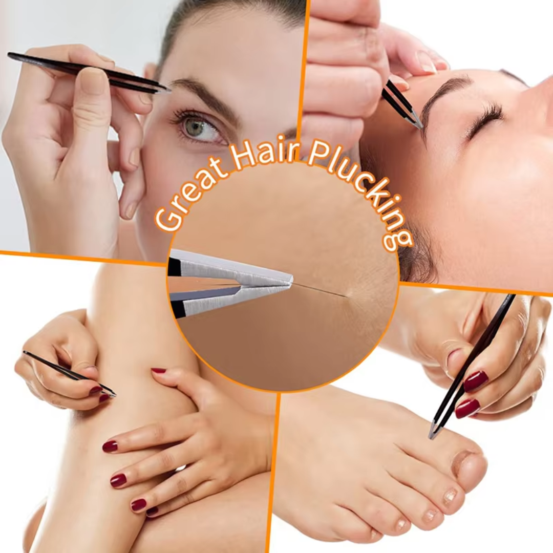 Set de Pinces à Épiler de Précision - 6 pièces pour Sourcils avec Étui de Voyage