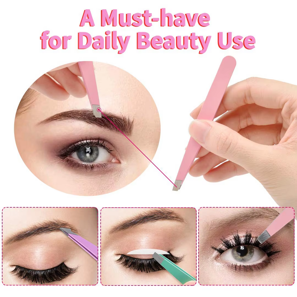 Set de Pinces à Épiler de Précision - 6 pièces pour Sourcils avec Étui de Voyage