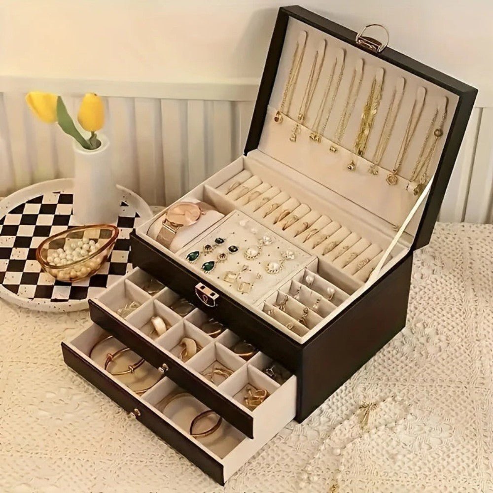Organisateur de rangement en cuir premium pour bijoux