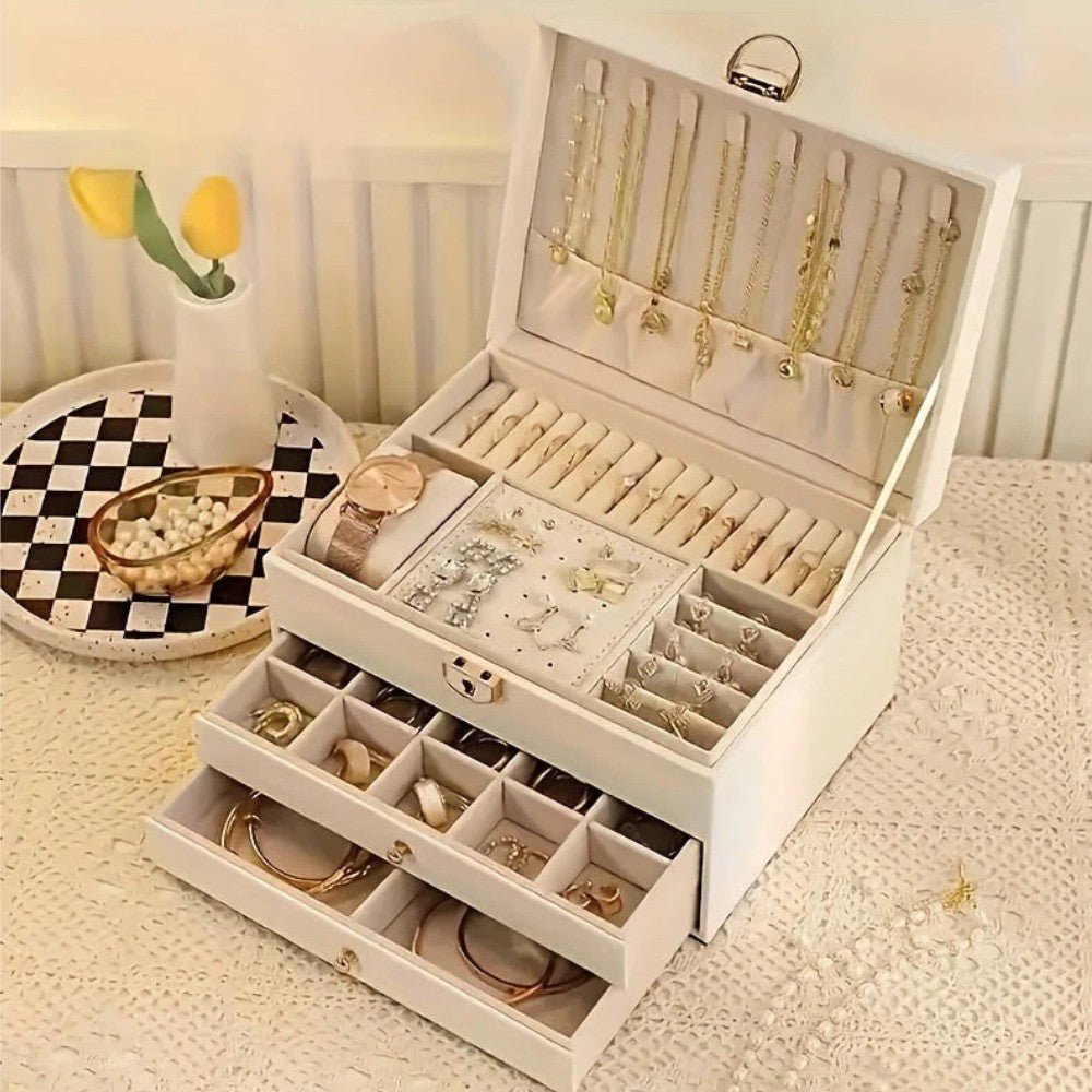 Organisateur de rangement en cuir premium pour bijoux