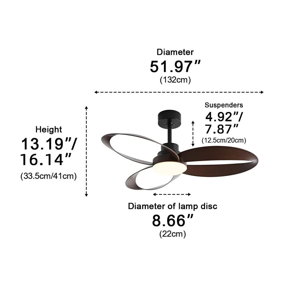 Ventilateur de plafond LED moderne avec des pales en bois