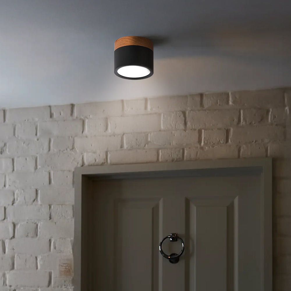 Lampe de plafond moderne avec accent en bois
