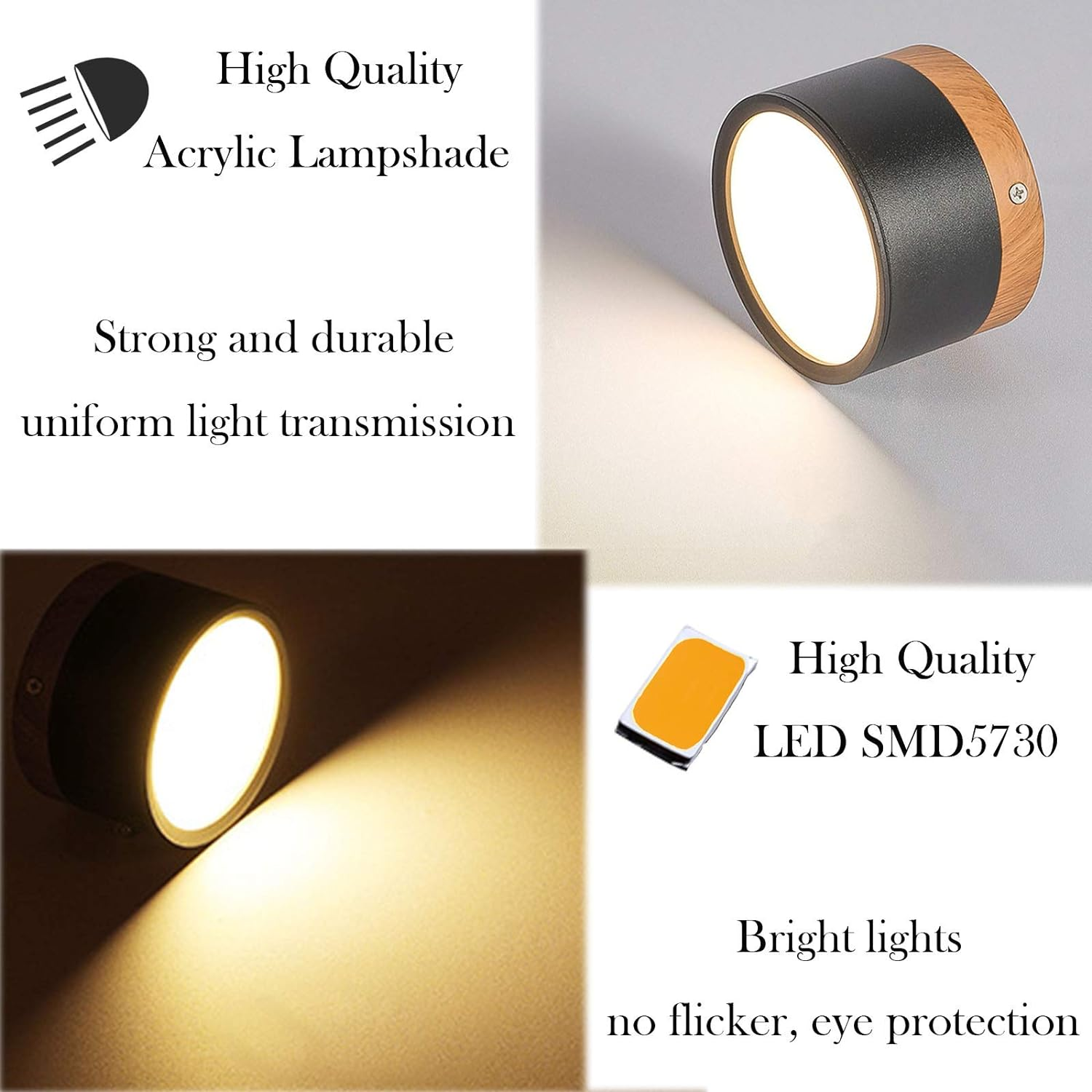 Lampe de plafond moderne avec accent en bois