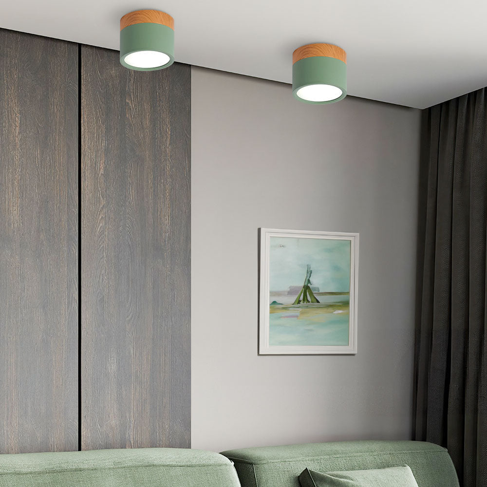 Lampe de plafond moderne avec accent en bois