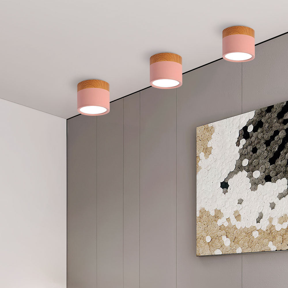 Lampe de plafond moderne avec accent en bois