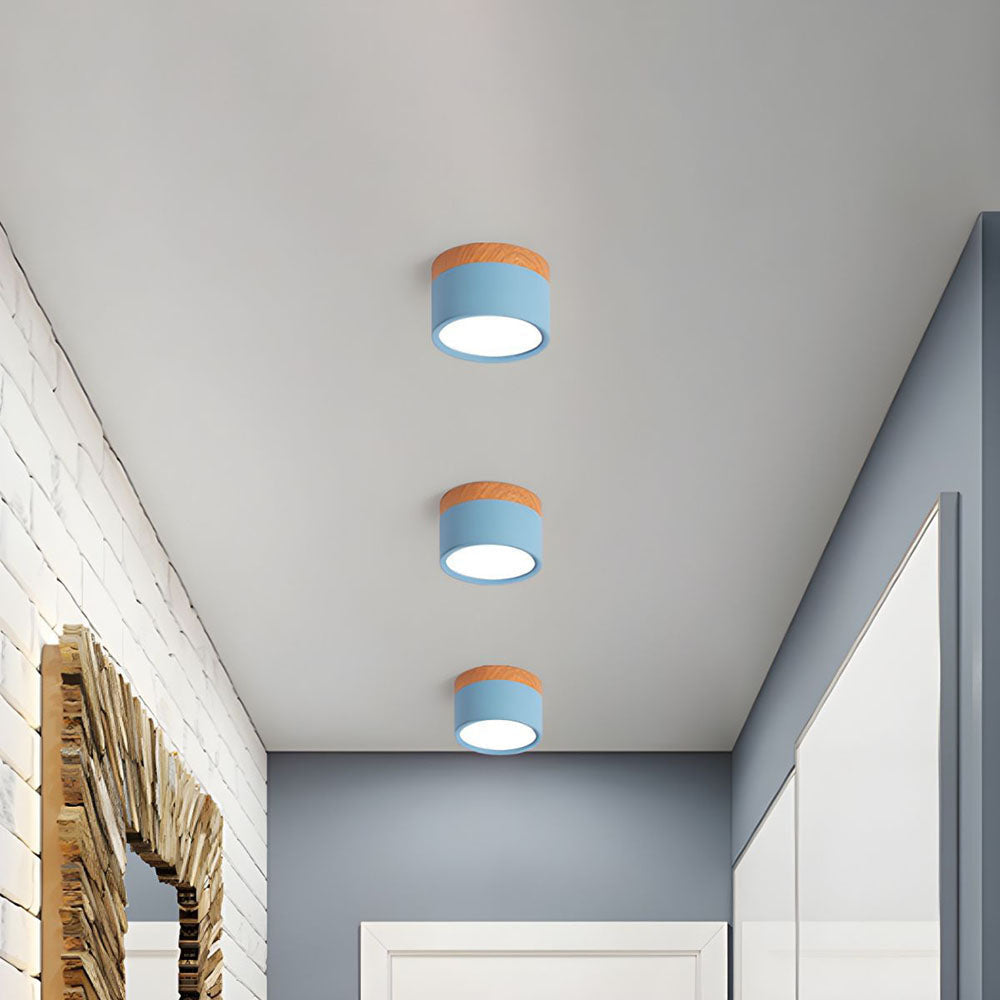 Lampe de plafond moderne avec accent en bois