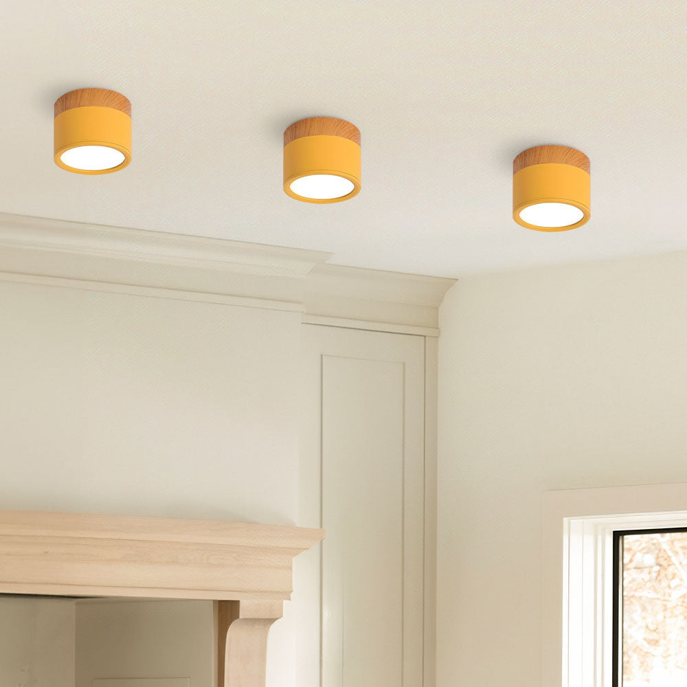 Lampe de plafond moderne avec accent en bois