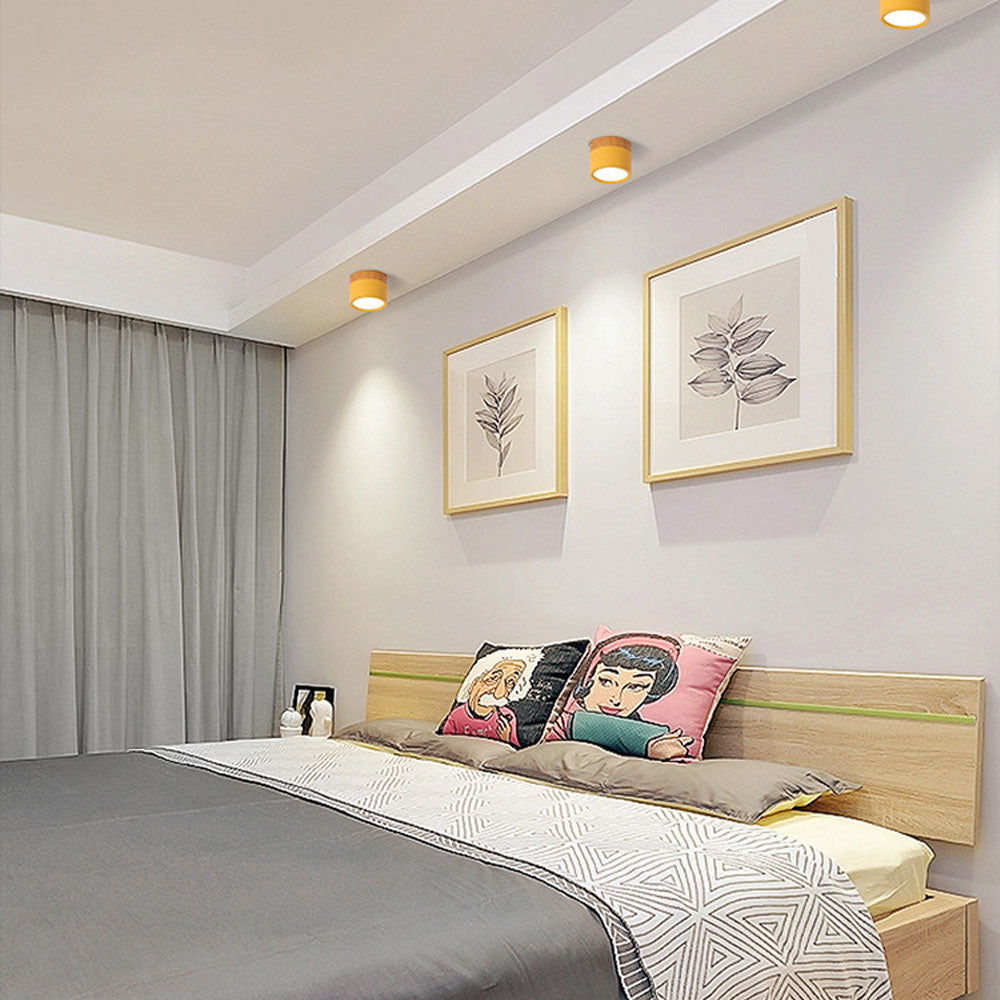 Lampe de plafond moderne avec accent en bois