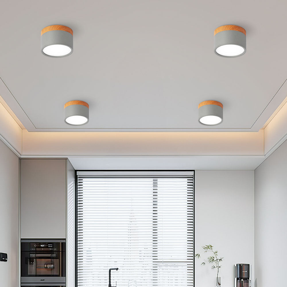 Lampe de plafond moderne avec accent en bois