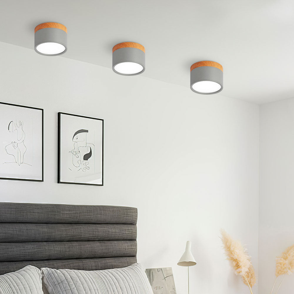 Lampe de plafond moderne avec accent en bois