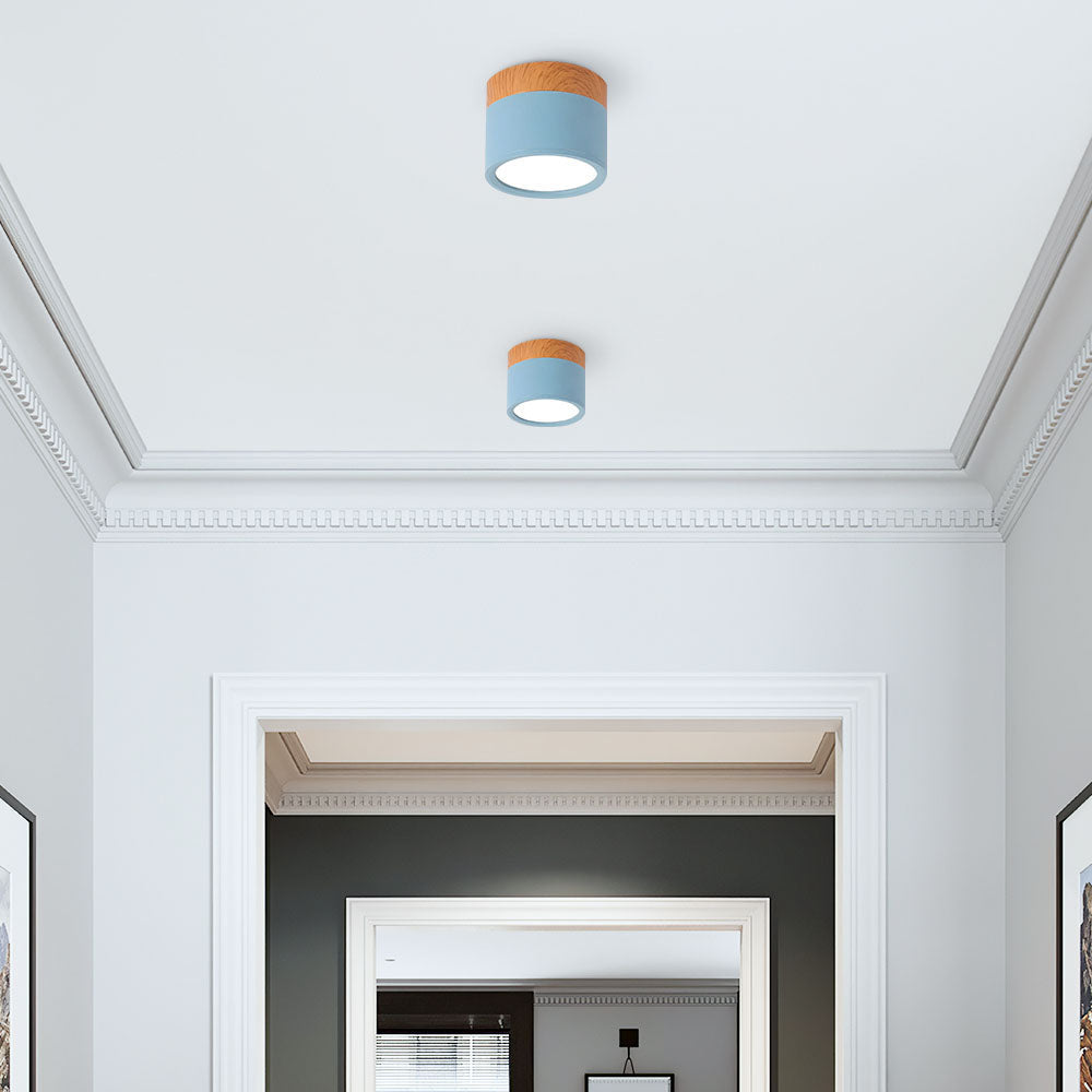 Lampe de plafond moderne avec accent en bois