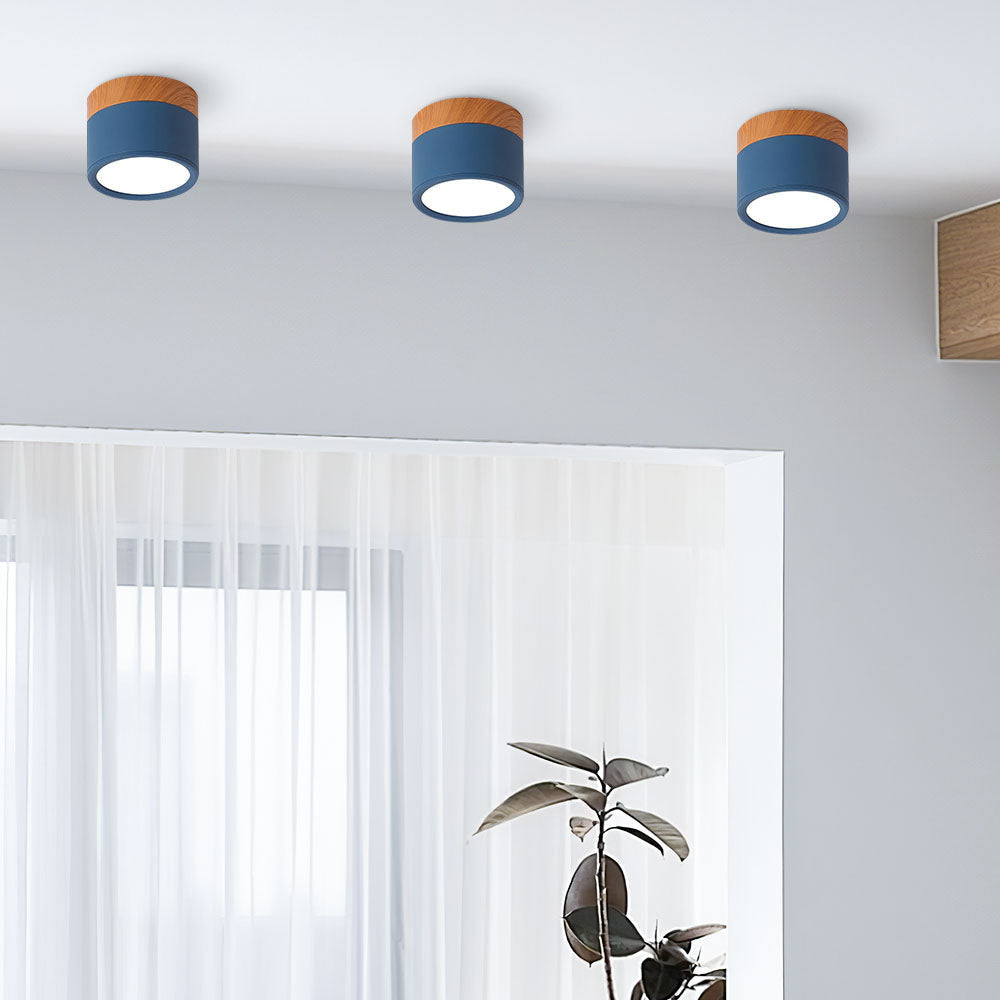 Lampe de plafond moderne avec accent en bois