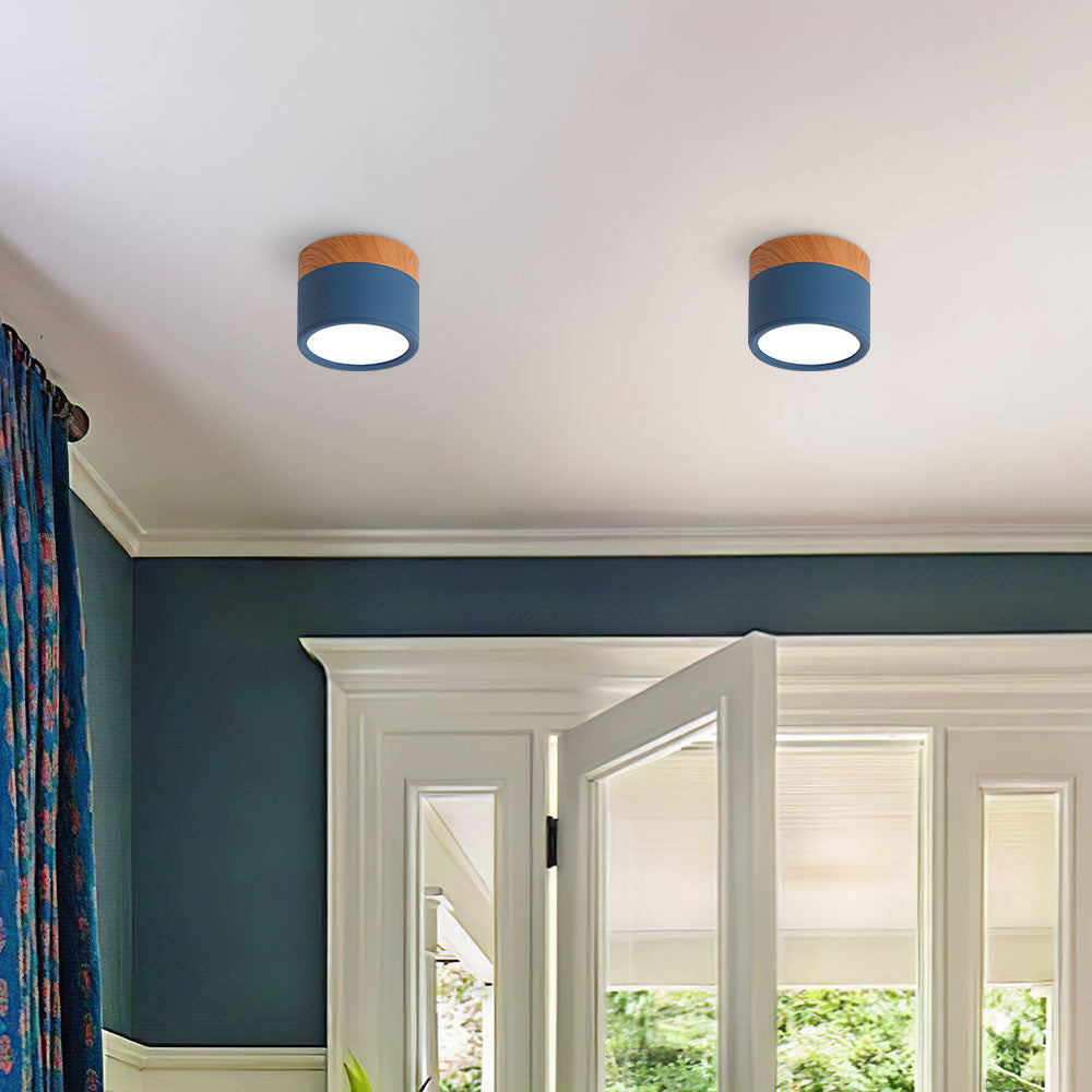 Lampe de plafond moderne avec accent en bois