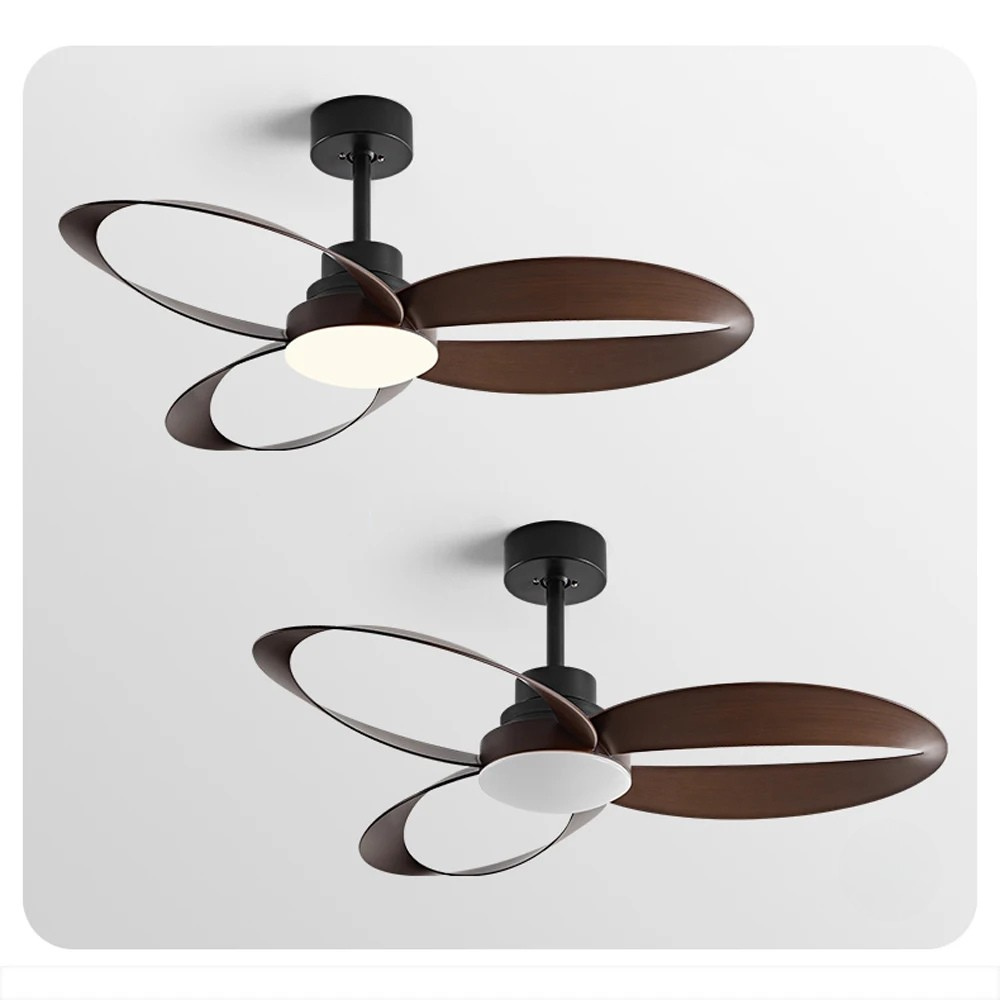 Ventilateur de plafond LED moderne avec des pales en bois