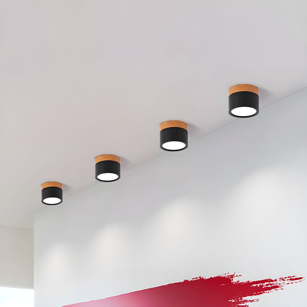 Lampe de plafond moderne avec accent en bois
