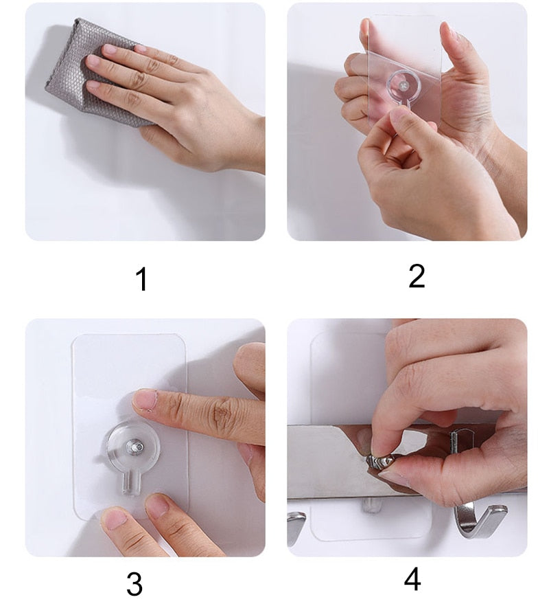 10 pièces Crochets adhésifs transparents sans perçage