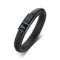 Skanto | Bracelet Médical d'Alerte pour Diabétiques pour Hommes - Cuir Noir Tissé - Pour Diabète de Type 1 et Type 2