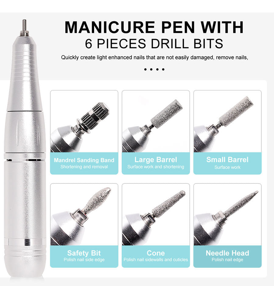 FICHE ÉLECTRIQUE PORTABLE PROFESSIONNELLE À 45000RPM AVEC BATTERIE RECHARGEABLE | NIVEAU DE BRUIT FAIBLE POUR MANUCURE