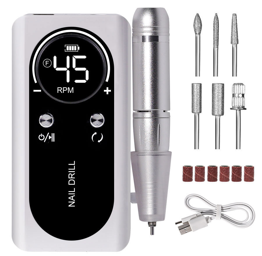 FICHE ÉLECTRIQUE PORTABLE PROFESSIONNELLE À 45000RPM AVEC BATTERIE RECHARGEABLE | NIVEAU DE BRUIT FAIBLE POUR MANUCURE