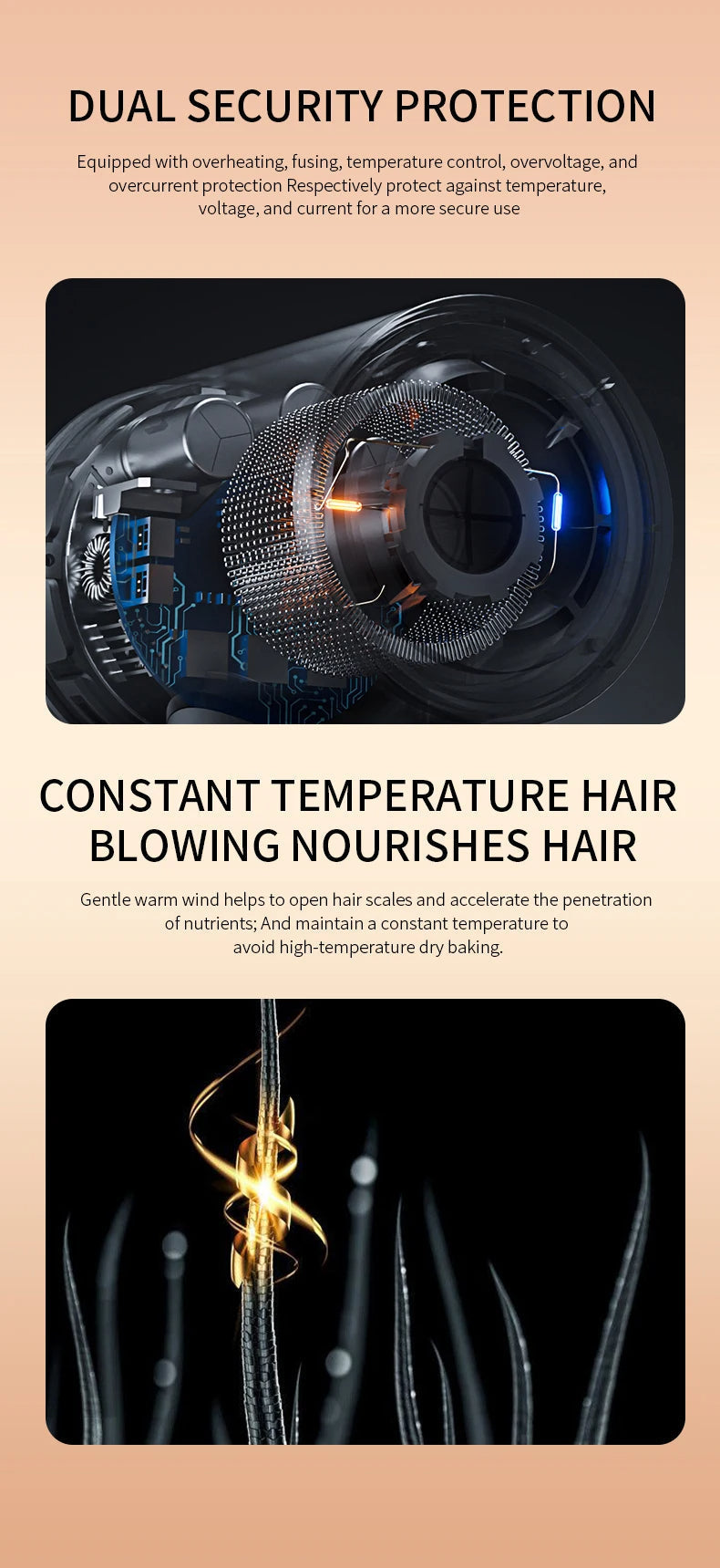 SÈCHE-CHEVEUX PROFESSIONNEL 2400W AVEC AIR FROID ET CHAUD - IONS NÉGATIFS - SÈCHE-CHEVEUX PUISSANT POUR DES RÉSULTATS DE SALON