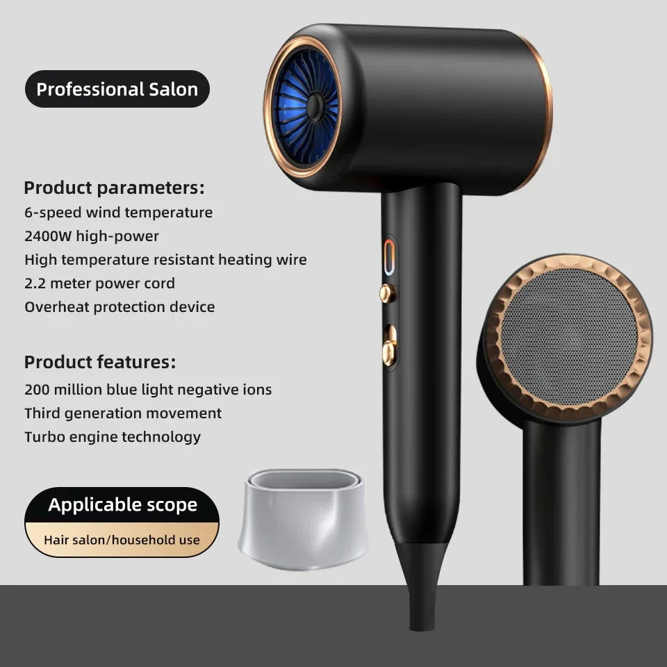 SÈCHE-CHEVEUX PROFESSIONNEL 2400W AVEC AIR FROID ET CHAUD - IONS NÉGATIFS - SÈCHE-CHEVEUX PUISSANT POUR DES RÉSULTATS DE SALON