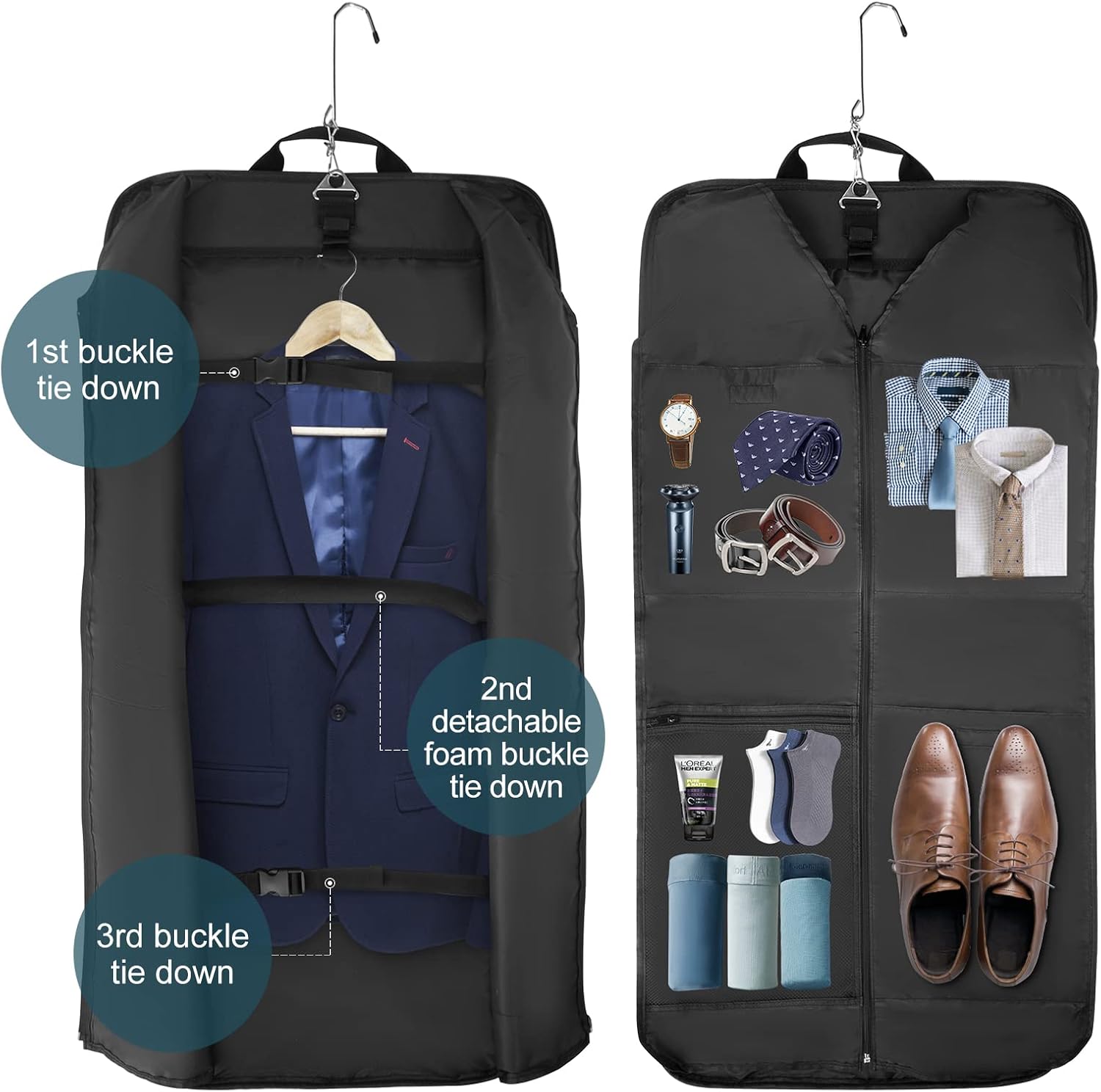 Sac à vêtements de voyage pliable et imperméable – Organisateur de costume de cabine avec sangle