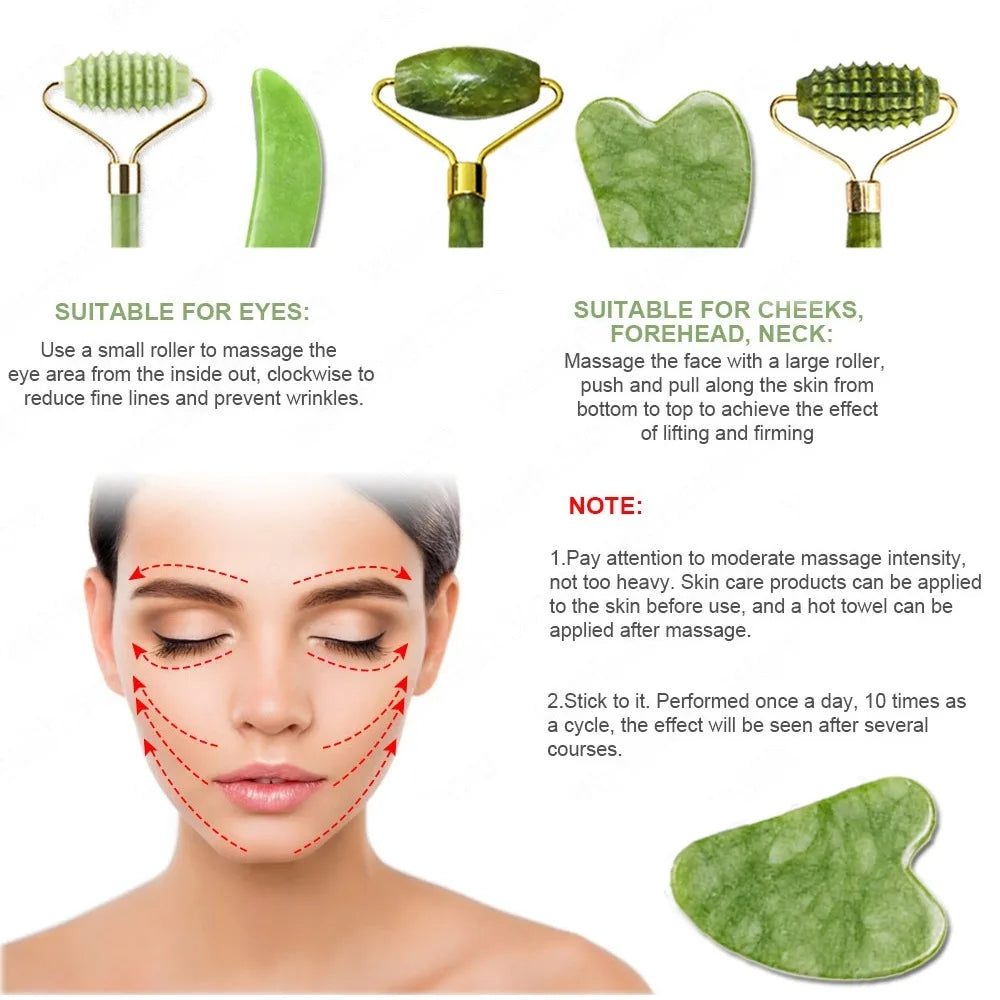 RollPro | Ensemble de rouleaux faciaux en jade Gua Sha (4PCS)