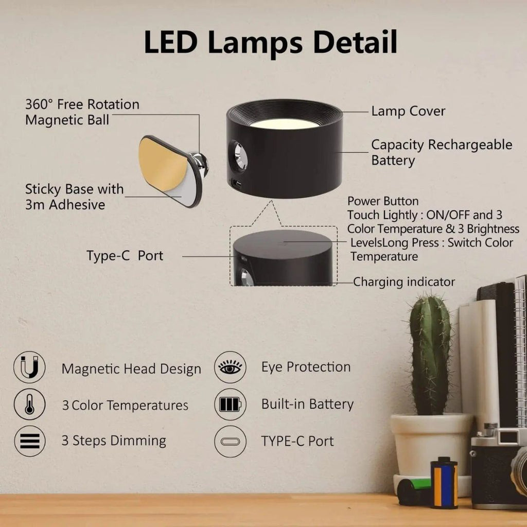 Lampe Murale Rotative Rechargeable 360° Polyvalente