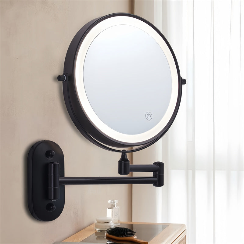 Miroir de Rasage Murale Rechargeable avec Éclairage LED