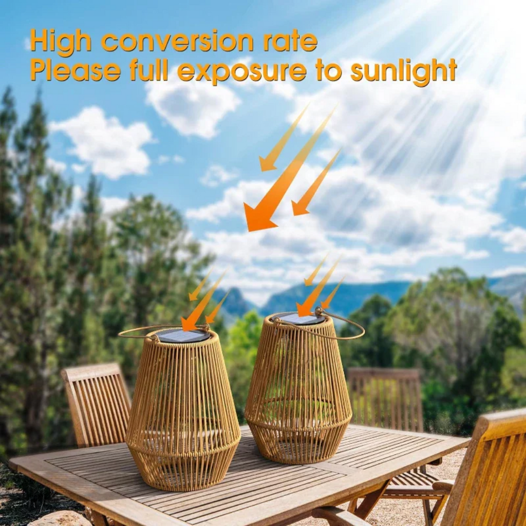 Lampe de jardin solaire imperméable tissée à la main - SunWeave