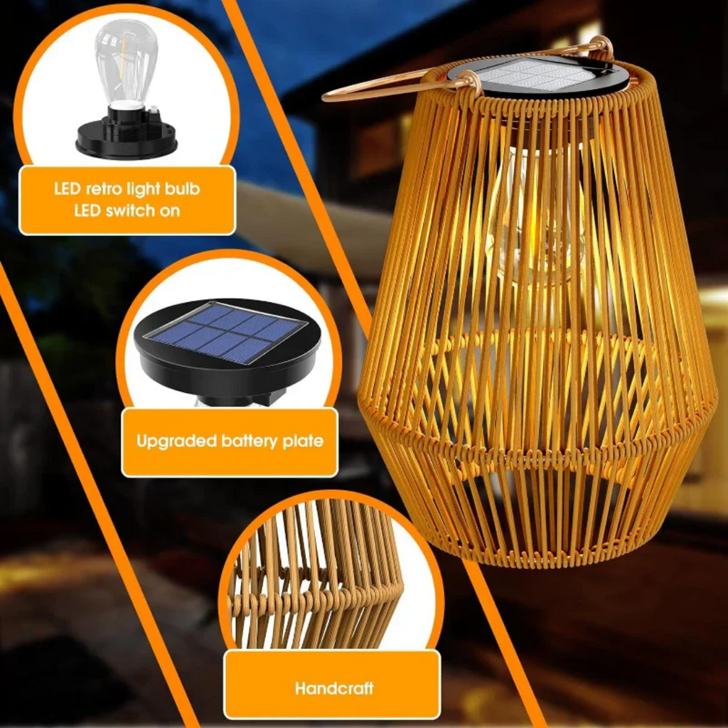 Lampe de jardin solaire imperméable tissée à la main - SunWeave