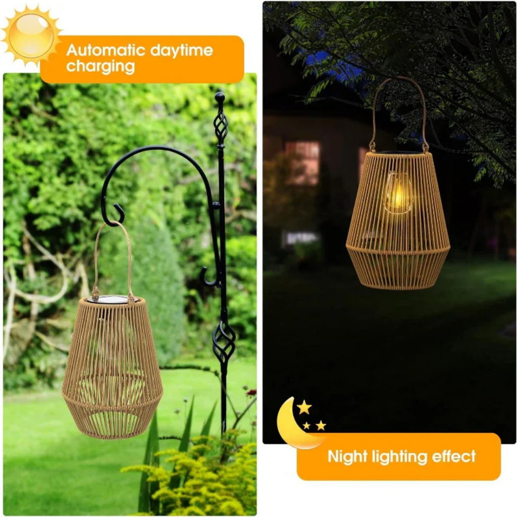Lampe de jardin solaire imperméable tissée à la main - SunWeave