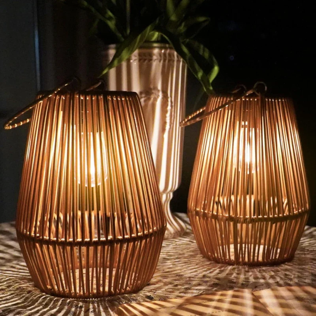 Lampe de jardin solaire imperméable tissée à la main - SunWeave