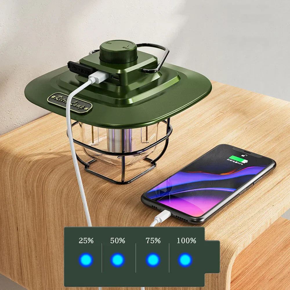 Lampe de Camping LED Retro Rechargeable - NostalgiaGlow