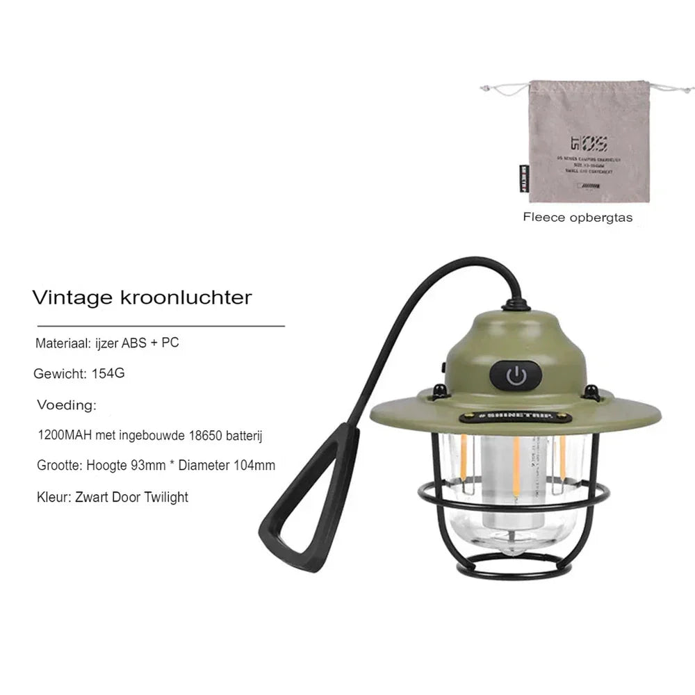 Lampe de Camping LED Retro Rechargeable - NostalgiaGlow