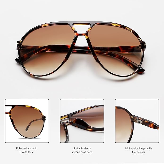 Lunettes de soleil aviateur rétro surdimensionnées - Amara