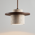 Suspension – Travertin & Bois | Style Rétro | Compatible LED