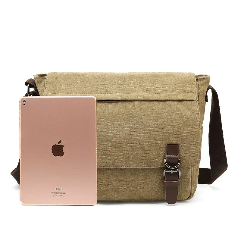 Sac à bandoulière en toile robuste pour homme avec bandoulière réglable