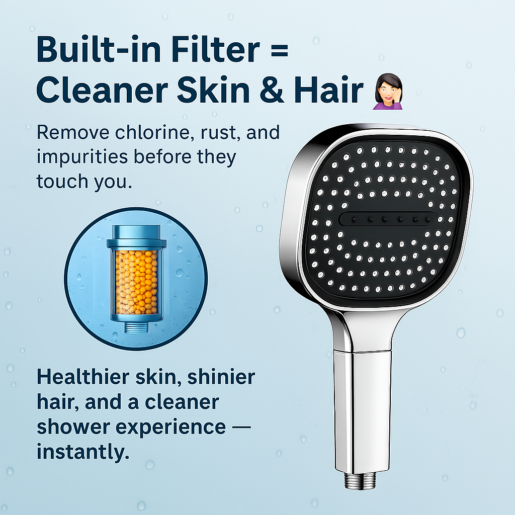 Tête de douche haute pression avec technologie Turbo Boost et filtration