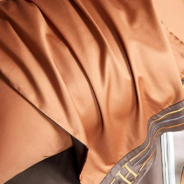 Ensemble de literie en coton satin brodé - Luxora