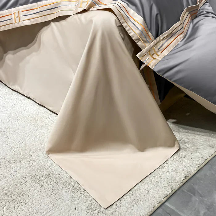 Ensemble de literie en coton satin brodé - Luxora