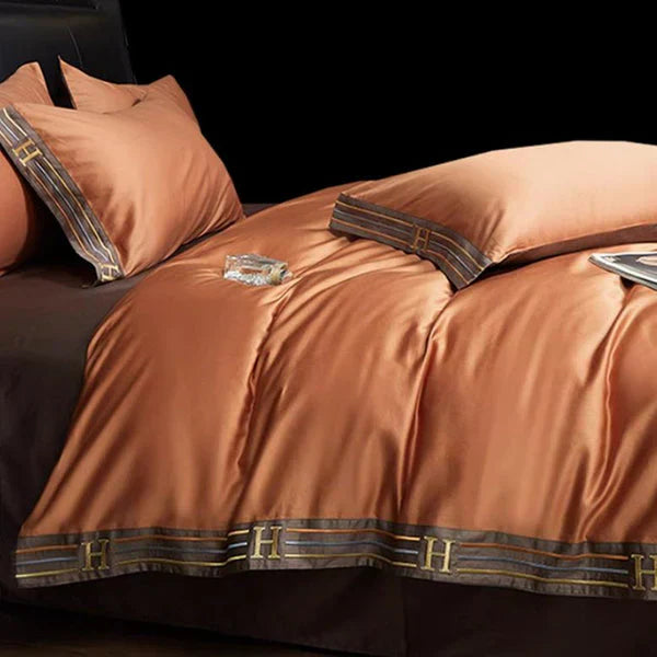 Ensemble de literie en coton satin brodé - Luxora