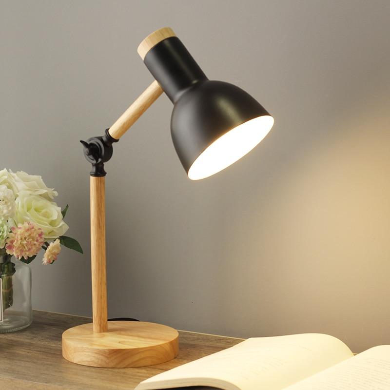 Lampe de Bureau en Bois Scandinave avec Design Pliable