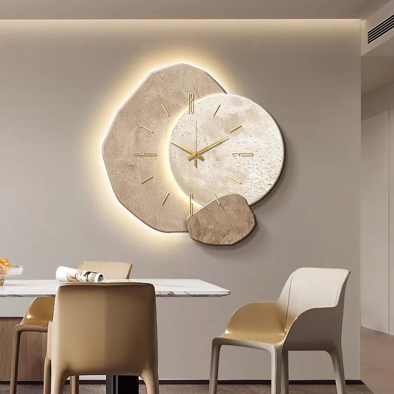 Horloge Murale Scandinave Luxueuse | Design Moderne & Éclairage