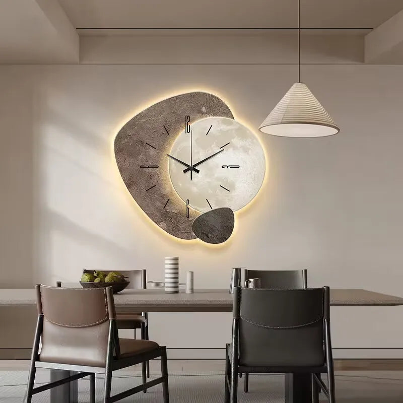 Horloge Murale Scandinave Luxueuse | Design Moderne & Éclairage