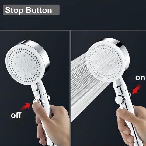 Douchette à faible pression à 5 modes | Contrôle de l'eau facile avec bouton d'arrêt