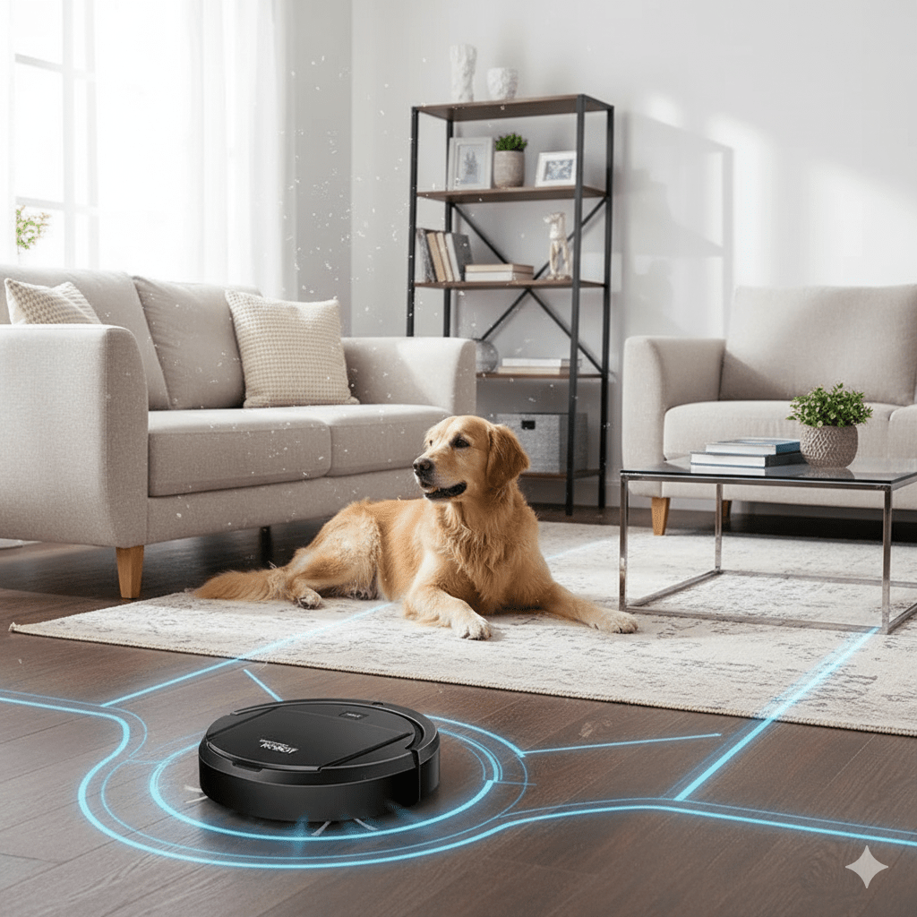 Skanto | SILENTDUST – Aspirateur robot intelligent avec nettoyage ultra-silencieux et filtration HEPA